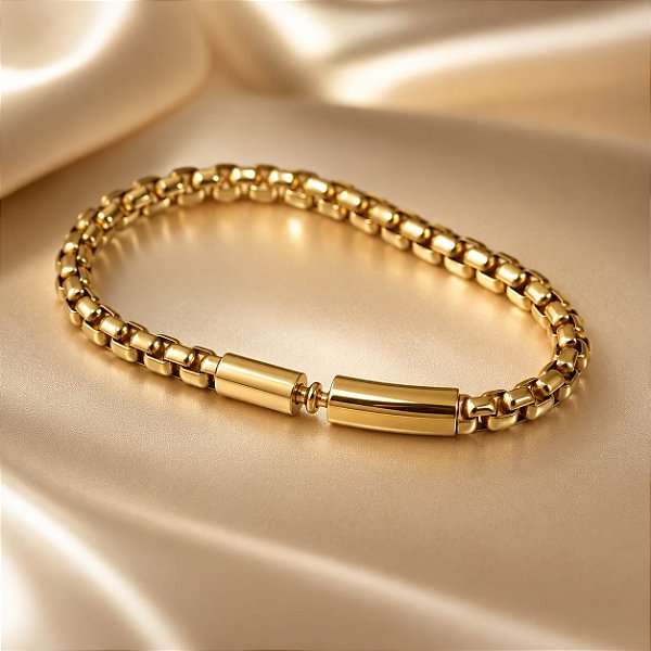 BRACELETE MASC VENEZIANÃO TUBULARCOM FECHO LUXO
