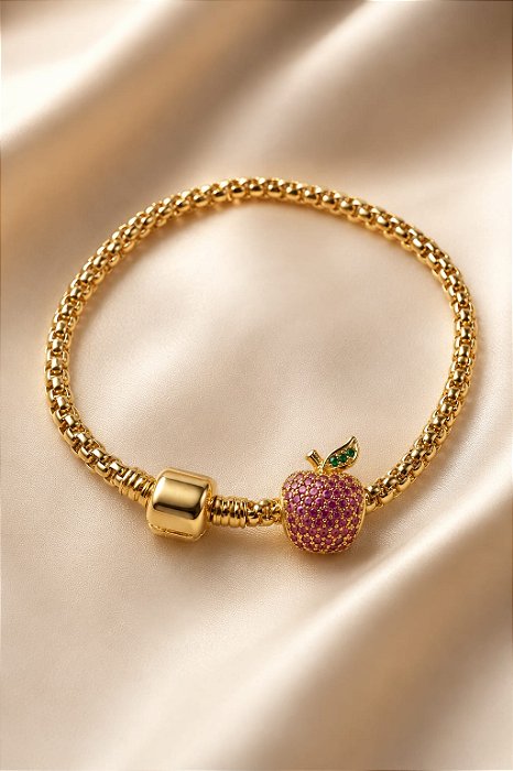 PULSEIRA BERLOQUEIRA OURO COM PING PASS FIO MAÇÃ C