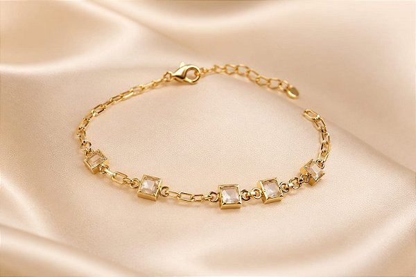 PULSEIRA CARTIER DELICADA COM 5 PONTOS LUZ ZIRC QU