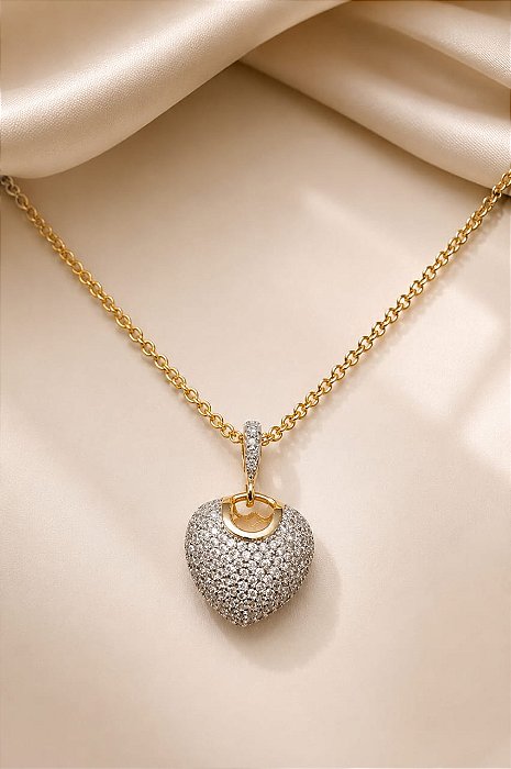 Conjunto - CONJ 2PÇ GARG PORTUG 45CM + PING CORAÇÃO CRAV ZIRC