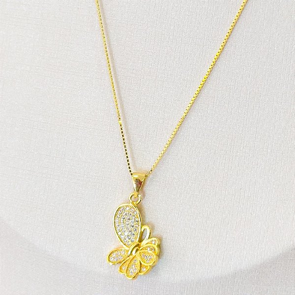 Conjunto - CONJ 2 PÇ GARG VENEZ 45+ PINGENTE BORBOLETA CRAV ZIRC