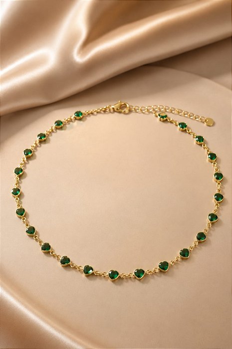 CHOCKER CORAÇÕES VERDES