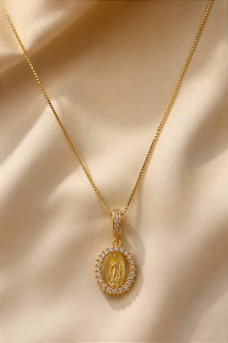CJ. 2 PÇ GARG VENEZ E PINGENTE N.SRA.FATIMA CRAVEJ