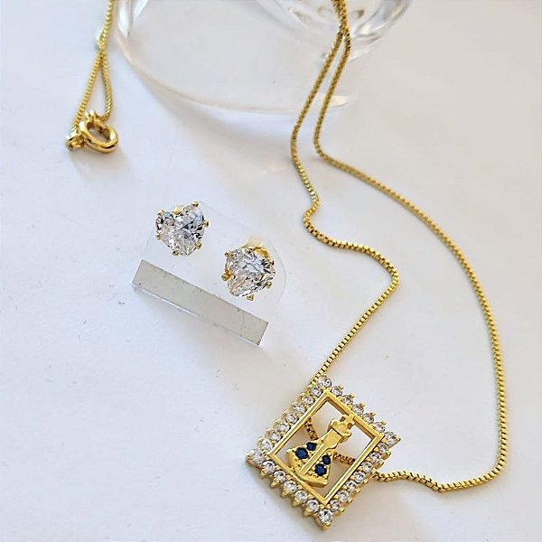 Conjunto - CONJ 4PÇ PING N SRA APAREC + GARG + BRINCO ZIRC