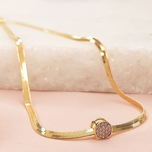 Conjunto - CL CHOKER FITA C/PING CIRC CRAV EM ZIRC 32+08 CM
