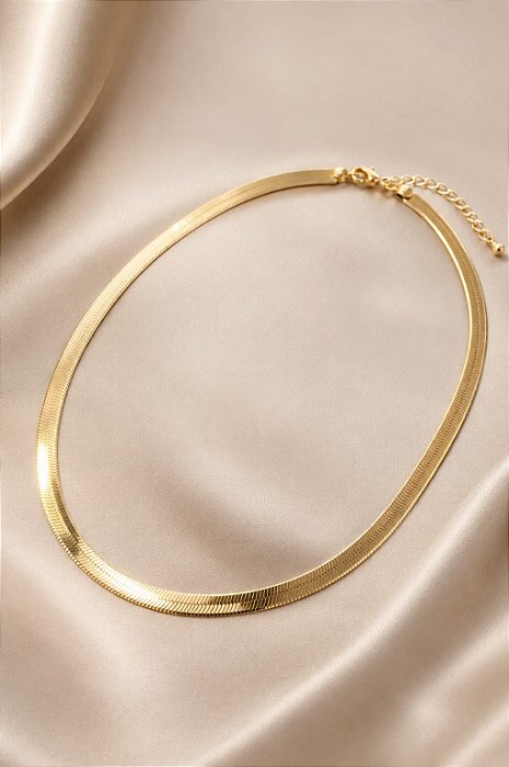 CHOKER FITA ITALIANA LARGA 5MM COM ESTENSOR