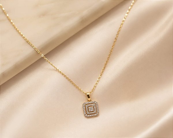 Colar - CONJ 2PÇ GARG CARTIER 45+5CM E PING QUADROS CRAV ZIRC