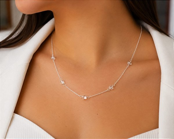 CHOKER CORDÃO PORTUGUES E EFERINHAS ZIRC COM PROTE