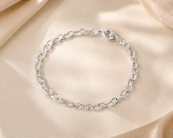 PULSEIRA ELO TIJOLINHO 18CM FECHO MOSQUETÃO