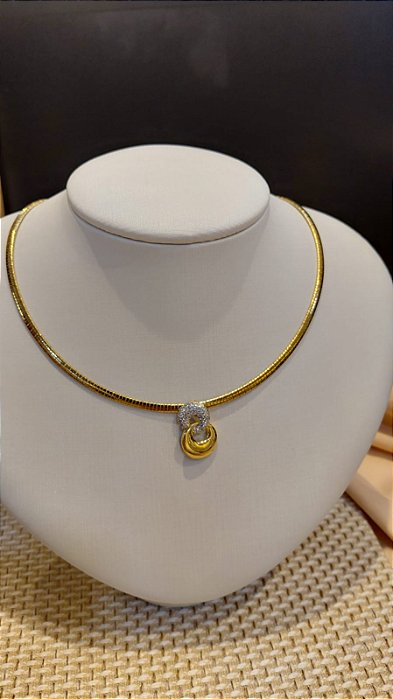 CONJ 2 PÇ CHOKER ARO MALHEÁVEL E PING ELOS CHATO U