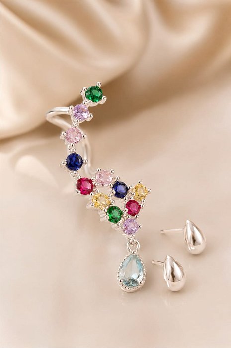 BRINCO ESTILO CUFF TOTALM CRAVEJADO ZIRC E GOTA PE