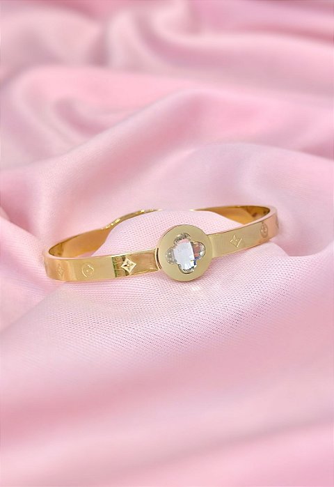 BRACELETE COM TREVO CRISTAL CENTRALIZADO