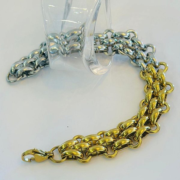 PULSEIRA BRACELETE MALHA LARGA 1 TON 18+4CM