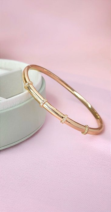 BRACELETE CANA, COM ANEIS CRAVEJADOS INTERCALADOS