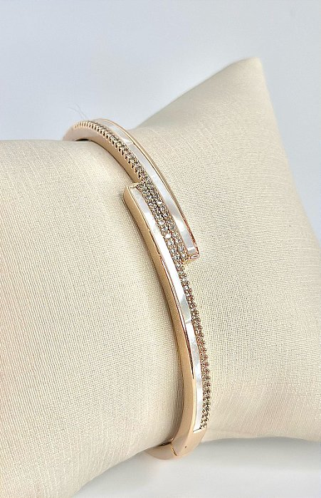 BRACELETE ARO CRAVEJ ZIRC E PEROL