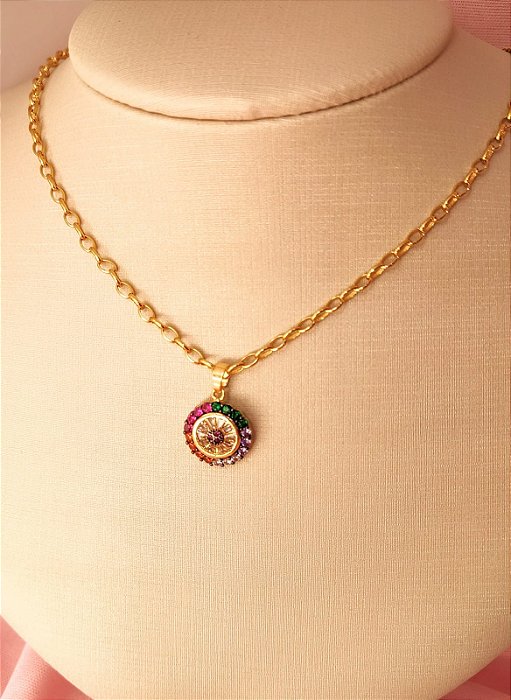 CONJ 2 PÇ CHOKER ELO TIPO PORTUGUES E PING MANDALA