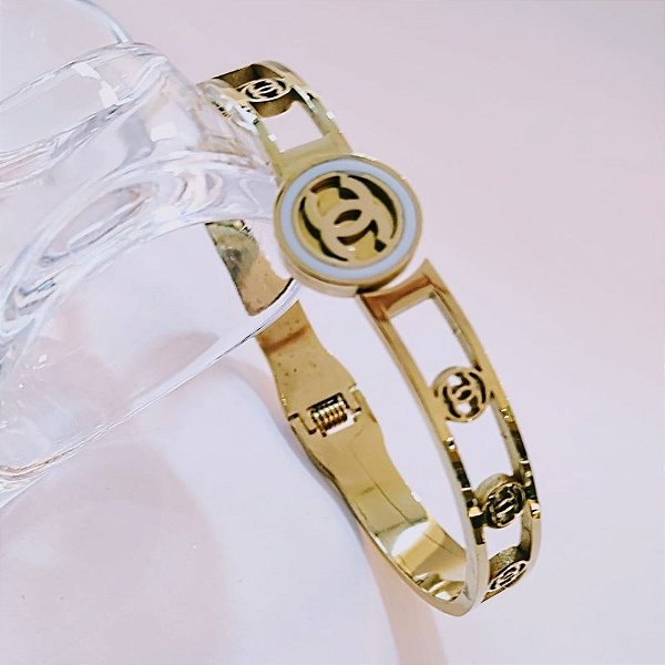 BRACELETE AÇO DOURADO CHANNEL