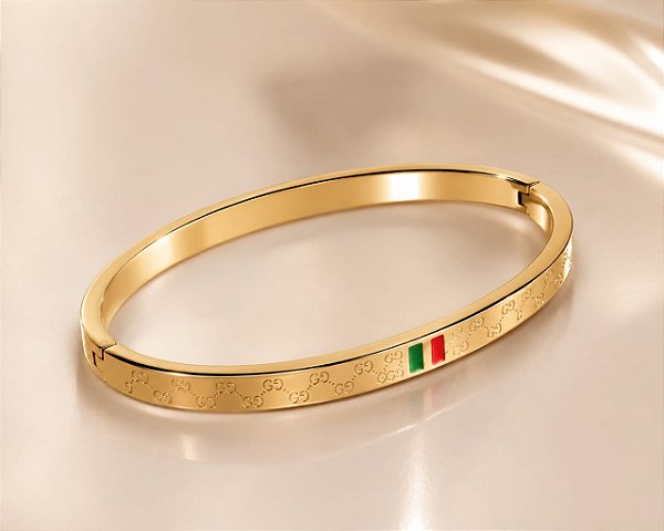BRACELETE ARO RENDADO VENDE/VERMELHO 8MM