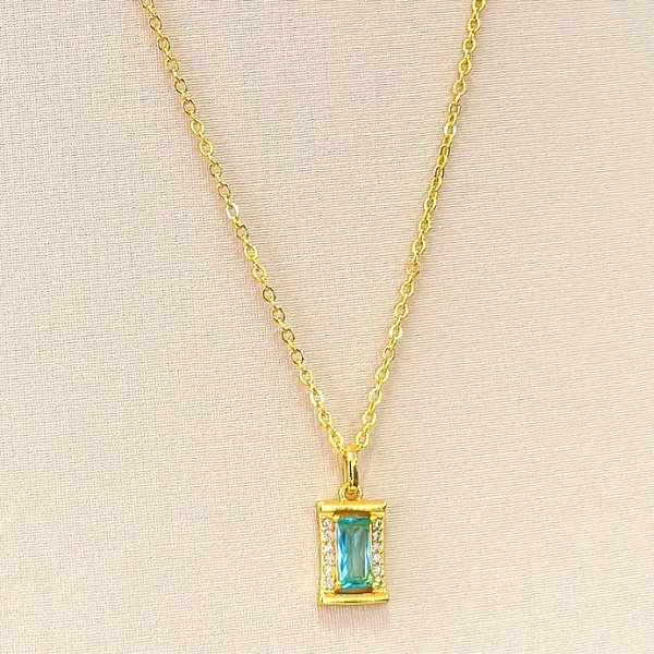 Conjunto - CONJ 2 PÇ GARG CADEADINHO 45+ PING RETANG AGUA MARINHA E CRAV ZIRC