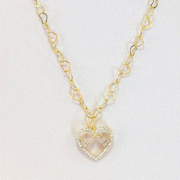 Conjunto - CONJ 2 PÇ GARG ELO CORAÇÃO+ PING FIXO CORAÇÃO CRAV ZIRC