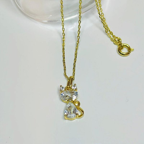 Conjunto - CONJ 2PÇ CORRENTE CADEADO + PING GATO COM ZIRC