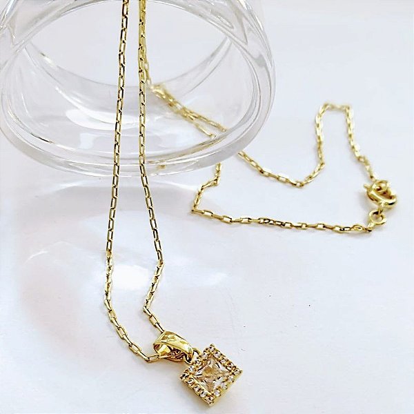 Conjunto - CONJ 2PÇ CORRENTE CADEADO + PING QUADRADO ZIRC