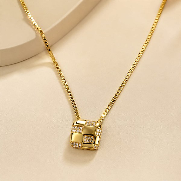 Conjunto - CONJ 2PÇ GARG VENEZ 45+5CM E PING QUADRADO LUXO CRAV ZIRC