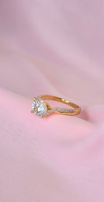 ANEL SOLIT. 6MM E ARO CRAVEJ  EM ZIRC