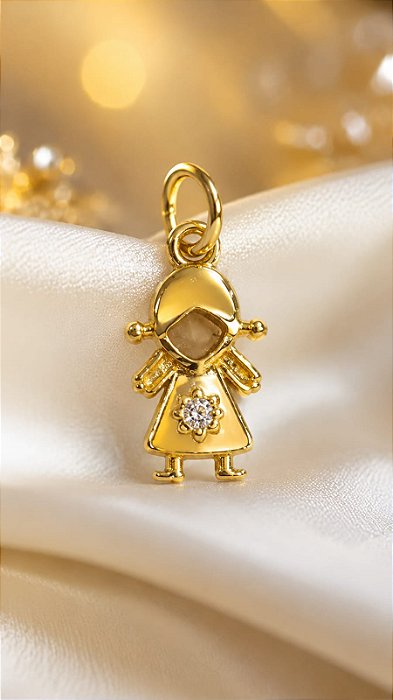 PINGENTE MENINA C/MINI ZIRC CENTRAL