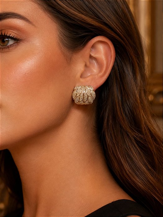 BRINCO FOLHAS LUXO EAR CUFF CRAVEJ ZIRC