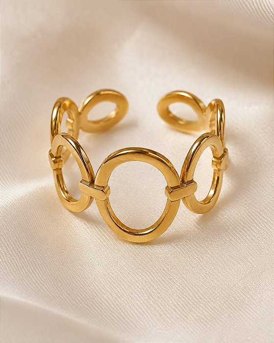 ANEL OVAIS AÇO DOURADO