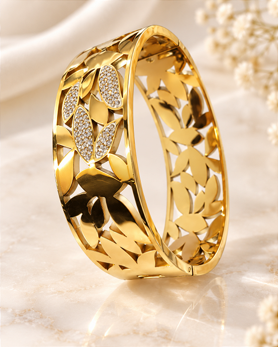 BRACELETE FOLHAS 18K