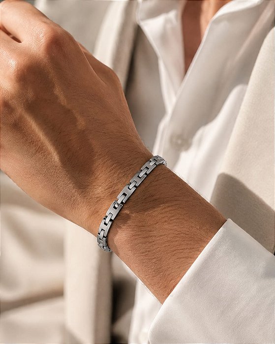 BRACELETE MASCULINO SEQUENCIAL AÇO 22CM