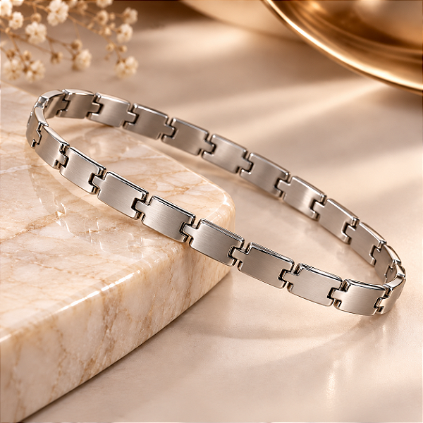 BRACELETE MASCULINO SETAS FOSCO E BRILHO AÇO 22CM