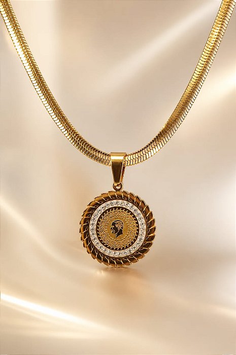 BRINCO ARGOLA COM MEDALHA PENDENTE ESTILO EGÍPCIA