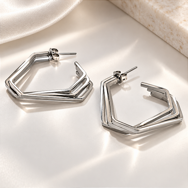 BRINCO ARGOLA TRIPLA GEOMETRIC