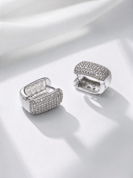BRINCO CLIC PRATA ARGOLA QUADRADO