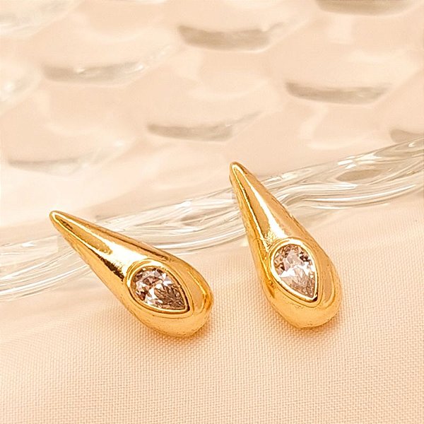 Brinco - BRINCO MINI GOTA COM ZIRCONIA CRISTAL