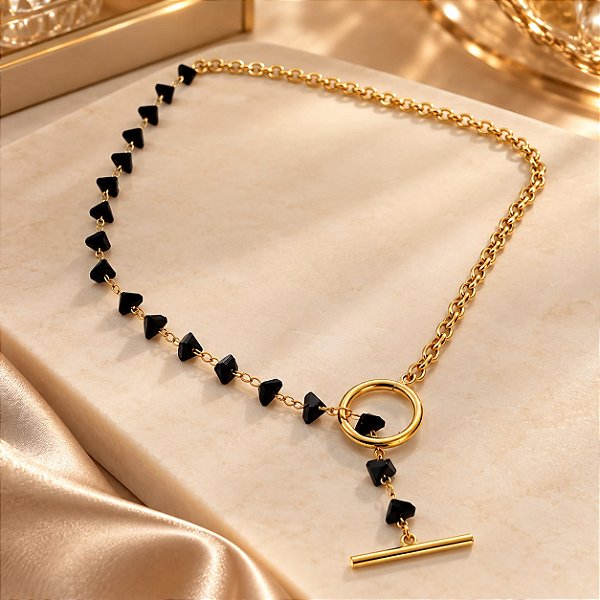 CHOKER GARGANTILHA 40CM MISTA, ELO PORTUGUES E PED
