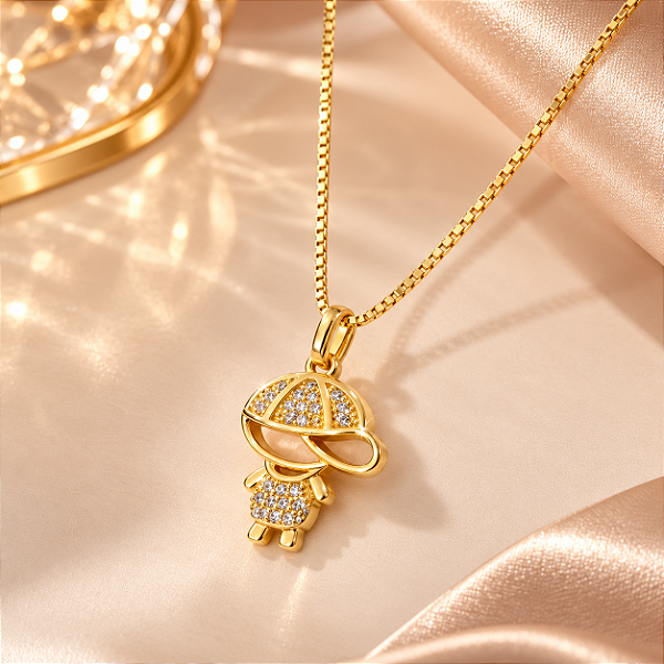 Conjunto - CONJ 2 PÇ GARG VENEZ 45 + PINGENTE MENINO COM BONÉ CRAV ZIRC