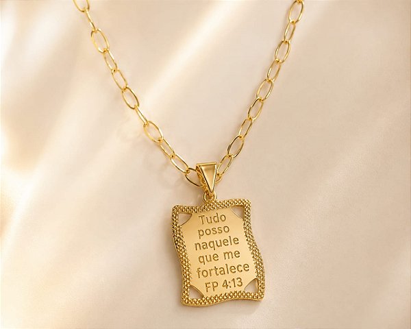 CONJ 2PÇ CHOKER CARTIER + PING FRASE RELIGIOSA