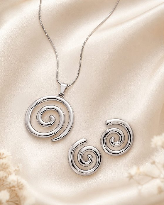 Conjunto - CONJ GARG E PINGENTE ESPIRAL + BRINCOS ESPIRAL