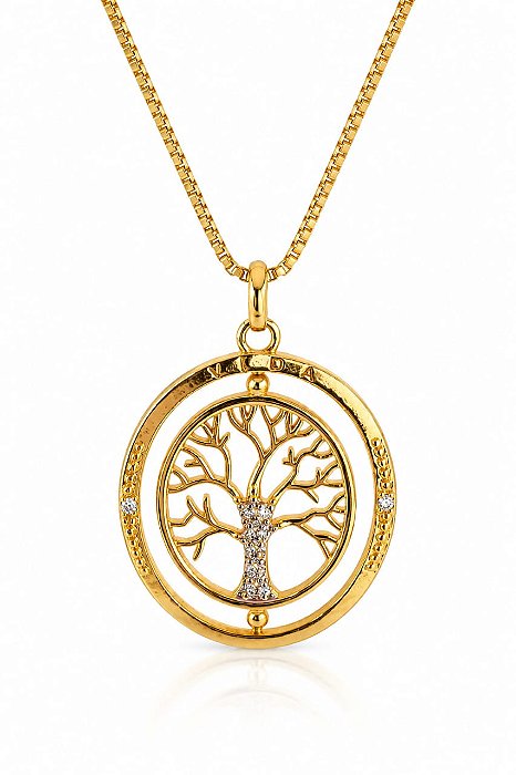 Conjunto - CONJ 2 PEÇAS GARG VENEZ 45CM E MEDALHÃO OVAL C MOVIM NO PRÓPRIO EIXO ARVORE DA VIDA C ZIRC