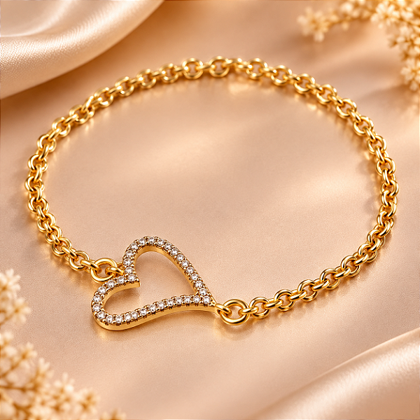 Pulseira - PULS ELOS CORAÇÃO VAZ CRAVEJ 16+4CM