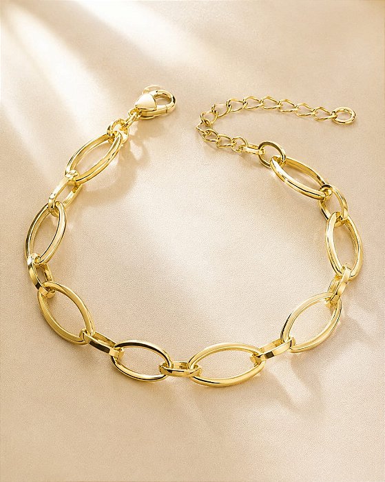 PULSEIRA BRACELETE ELO OVALADO18+6XCM EXTENSOR FEC