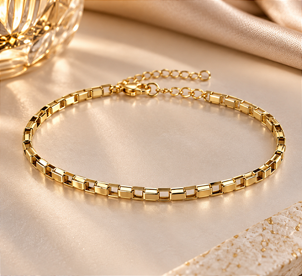 PULSEIRA CARTIER ELO QUADRADO CHATO 18+5CM EXTENSO