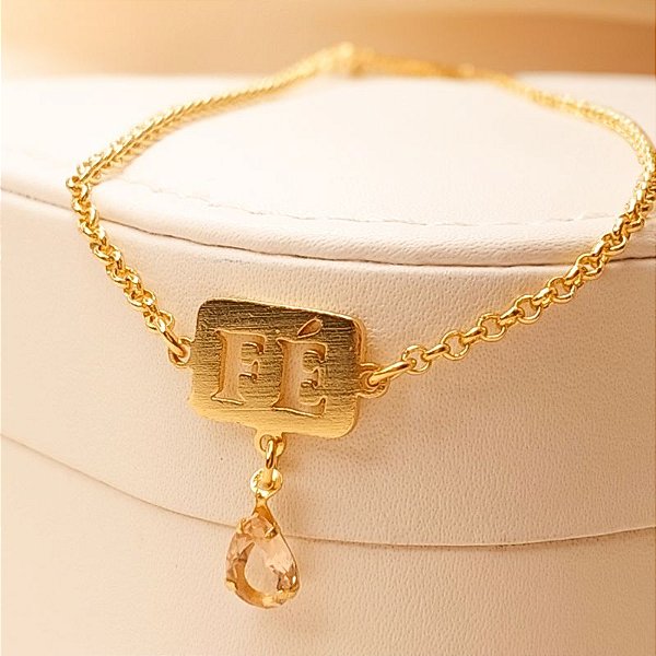 PULSEIRA FÉ C GOTA LISA AMBAR 20+5CM