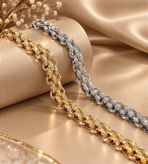 PULSEIRA BRACELETE ELOS DIAMANTADOS