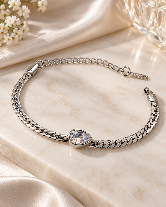 PULSEIRA ELO LÂMINA GRUMET C/ZIRC GOTA