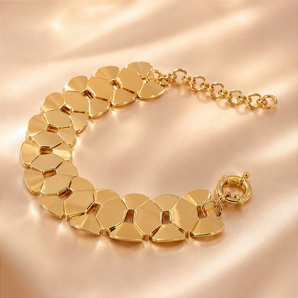 BRACELETE LUXO ESCAMAS, FECHO BÓIA ESPECIAL 18+5CM